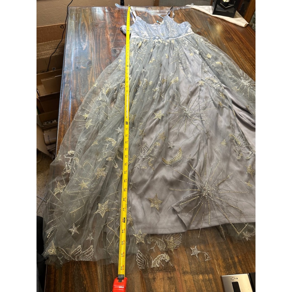 Stardust by The Oblong Box Shop Celestial Tulle Midi Dress Blue Silver Star Smal - Picture 5 of 13